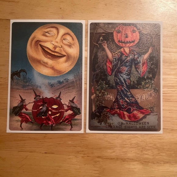 Vintage style Halloween Postcards with Moon and Pumpkin NWOT - Picture 2 of 7